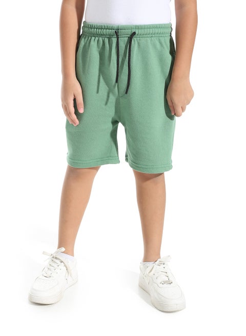 Knee Length Plain Loose Fit Short _ Green