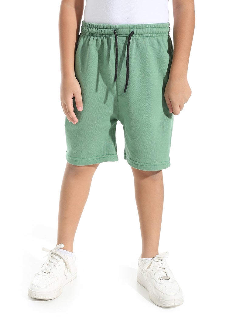 Andora Knee Length Plain Loose Fit Short _ Green - Image 1