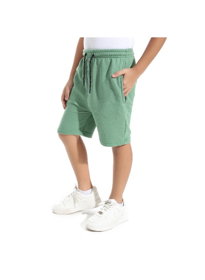 Andora Knee Length Plain Loose Fit Short _ Green - Image 5
