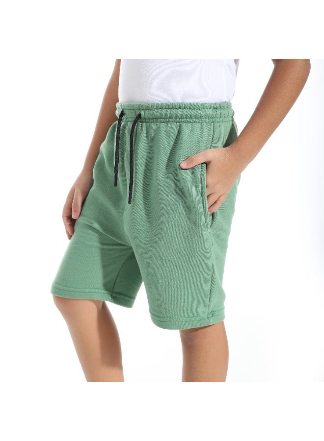 Andora Knee Length Plain Loose Fit Short _ Green - Image 4