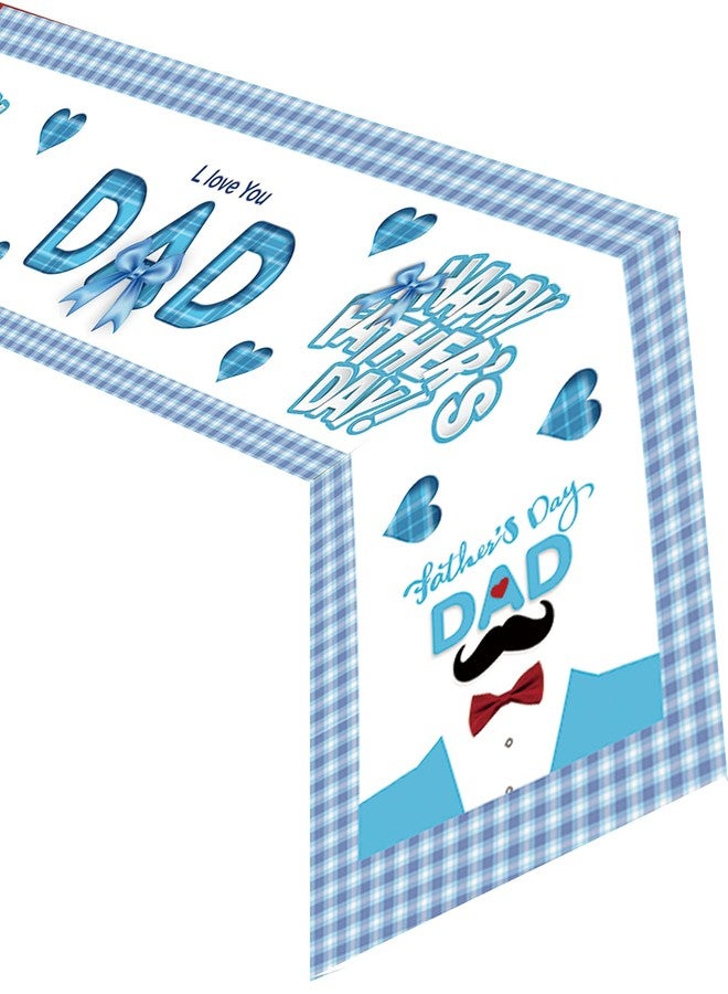 CupaPlay Happy Father's Day Party Table Runner - Fathers Day Party Decoration Tablecloth Home Decor Best Dad Ever Party Supplies Table Cloth(12 x 72 Inch) - Image 1