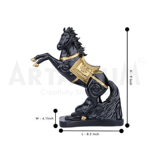 Artarium Vastu Feng Shui Horse Statue for Home Decoration, Feng Shui Horse for Gift Showpiece Vastu Good Luck Idol 9 Inch Pack of 1 (Black) - Image 5