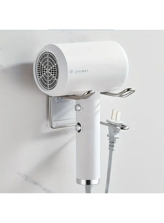 Stainless Steel Hair Dryer Holder No Drilling Adjustable Wall Mounted Rack - Image 2