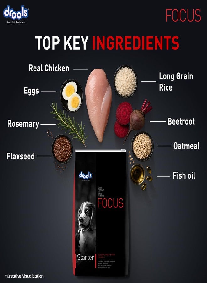 Drools Focus Starter Super Premium Dry Dog Food 1.2kg Pack | Chicken Flavour | Brain Development | Antioxidants like Vitamin E & C | Energy and Essential Nutrients - Image 4