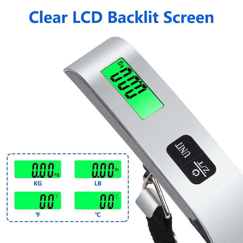 VIGIND Digital Luggage Scale, Portable Handheld Baggage Electronic Scale, Suitcase Scale with Temperature Sensor and 110 Pound Capacity Hanging Luggage Weight Scale for Travel - Battery Included - Image 4