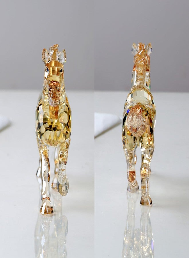 DOJOZ Crystal Horse Realistic Animal Art Figurine Collection Table top Ornament Statue Home Decor (Gold) - Image 5