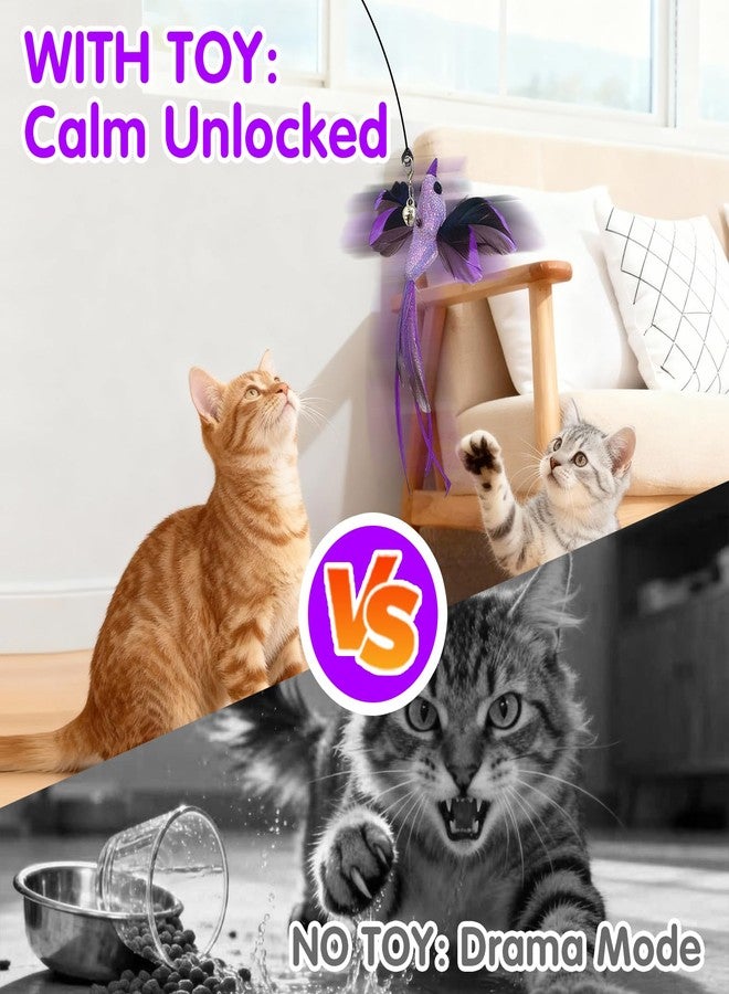 Walfront Cat Toy with Purple Realistic Bird Feather - Ideal for Overweight Cats, Increases Daily Activity, Promotes Healthier Lifestyle and Encourages Active Play - Image 3