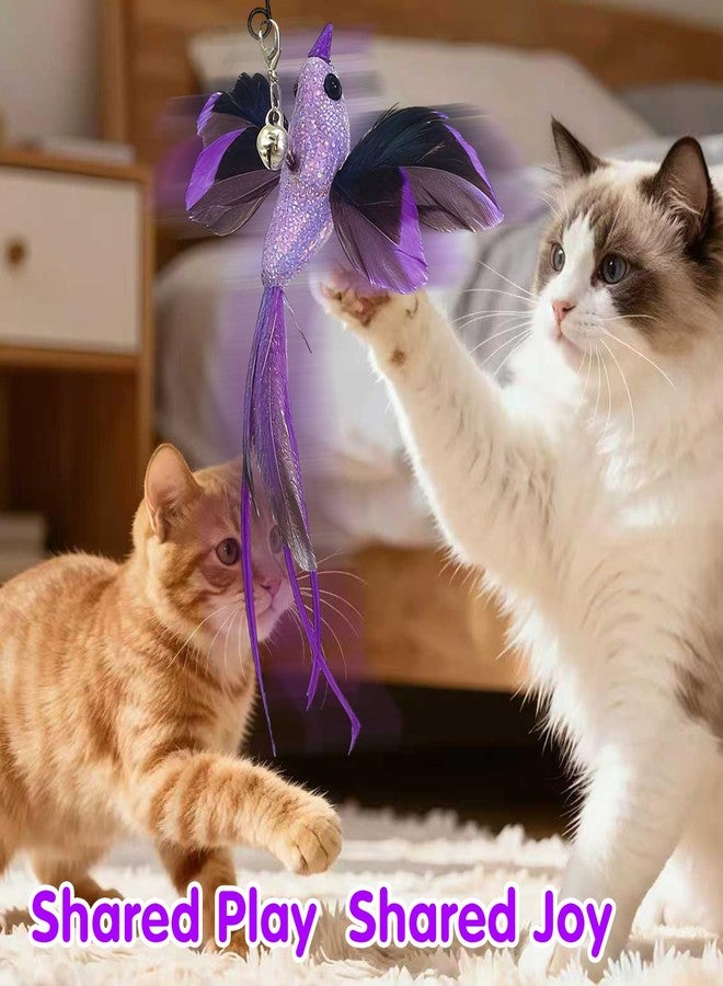 Walfront Cat Toy with Purple Realistic Bird Feather - Ideal for Overweight Cats, Increases Daily Activity, Promotes Healthier Lifestyle and Encourages Active Play - Image 2