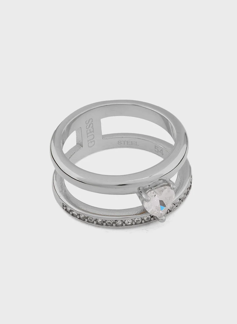 جس Crystal Detail  Detail Single Circle Ring
