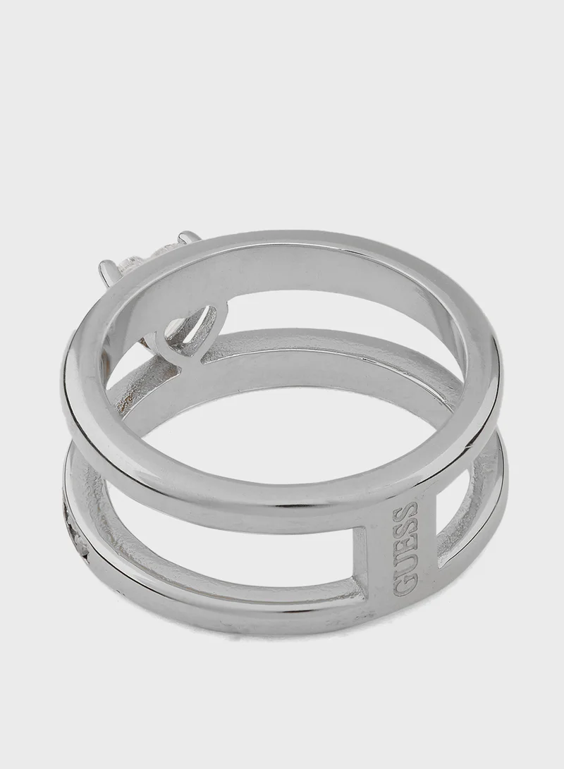 جس Crystal Detail  Detail Single Circle Ring
