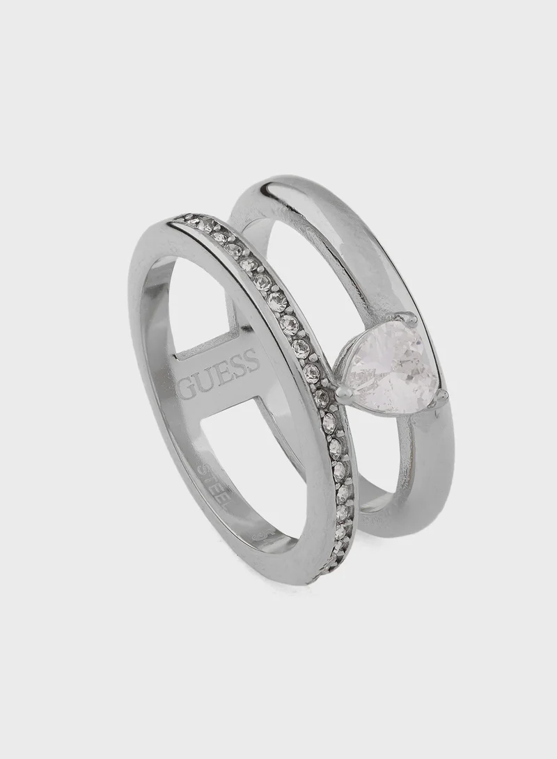 جس Crystal Detail  Detail Single Circle Ring