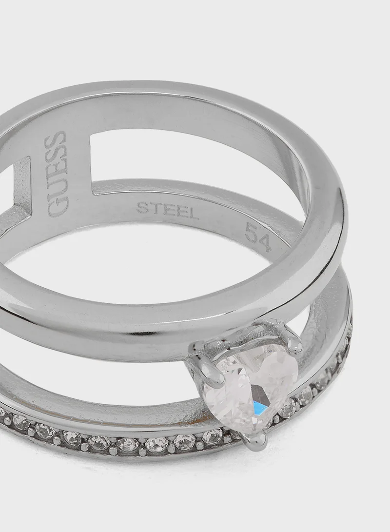 جس Crystal Detail  Detail Single Circle Ring