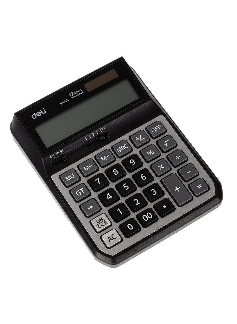 Deli Deli EM00820 12-Digit Desktop Calculator - Solar/AA Battery, Grey (1PCS/Color Box) - Versatile Calculator for Home, Office & Retail Use  - Image 2