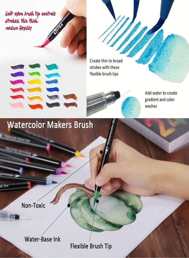 Oytra Brush Sketch Pen Set 10 Water Color Pens Art Craft Supplies for Calligraphy for Painting Coloring Journaling Drawing Mandala Doodle Markers Craft for Artists Professionals Adults - Image 5