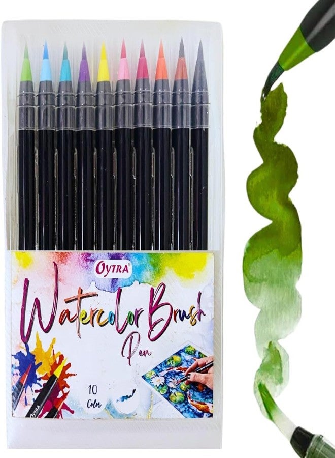 Oytra Brush Sketch Pen Set 10 Water Color Pens Art Craft Supplies for Calligraphy for Painting Coloring Journaling Drawing Mandala Doodle Markers Craft for Artists Professionals Adults - Image 1