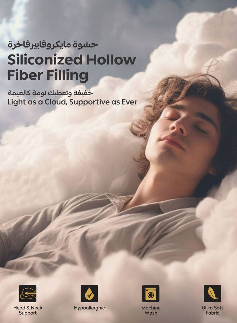 دوناتيلا وسادة  قطعة  جرام بنمط فندقي مزدوجة الحواف مخيطة، مايكروفايبر، ارتفاع متوسط أبيض - Image 5