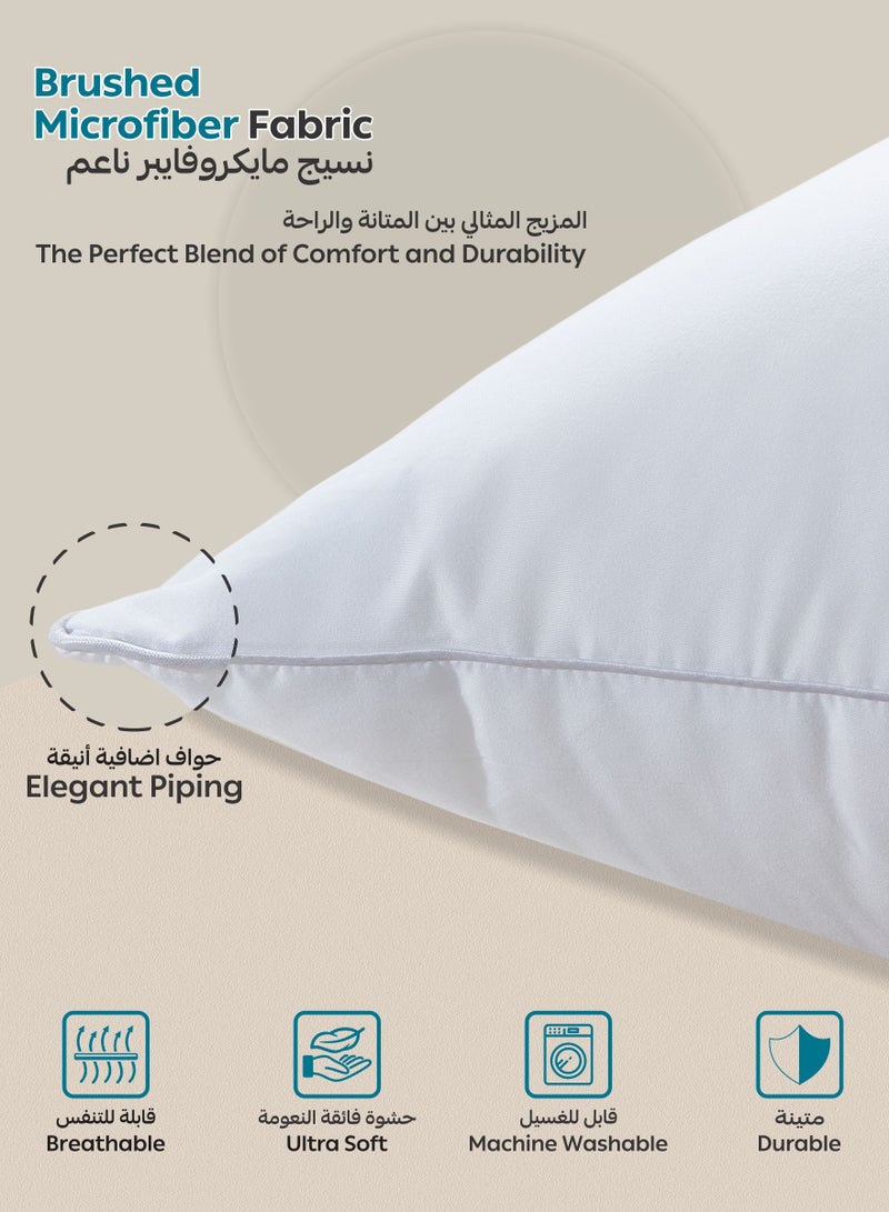دوناتيلا وسادة  قطعة  جرام بنمط فندقي مزدوجة الحواف مخيطة، مايكروفايبر، ارتفاع متوسط أبيض - Image 3