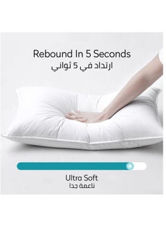 Donetella Pillow 2 Piece 1000 Gm Bed Pillow 50x75 cm Hotel Style Double Edge Stitched, Microfiber, Mid Loft White  - Image 5