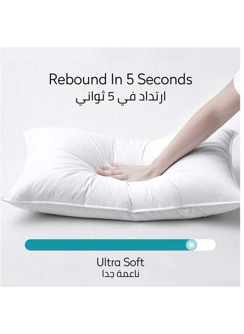 دوناتيلا قطعتان 1000 جرام وسادة سرير مقاس كينج 50x75 سم على طراز الفندق بحافة مزدوجة مخيط من ألياف جل فاخرة لوفت ناعم أبيض  - Image 5