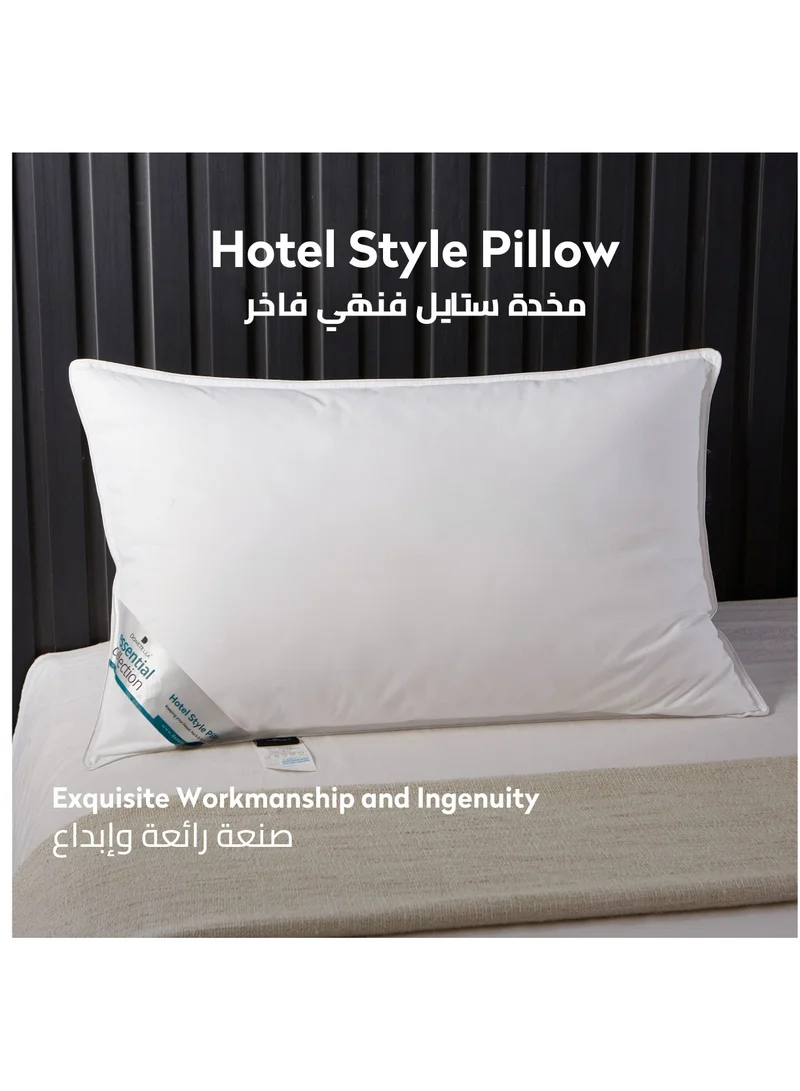 Donetella Pillow 2 Piece 1000 Gm Bed Pillow 50x75 cm Hotel Style Double Edge Stitched, Microfiber, Mid Loft White