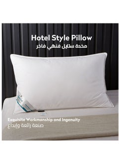 Donetella Pillow 2 Piece 1000 Gm Bed Pillow 50x75 cm Hotel Style Double Edge Stitched, Microfiber, Mid Loft White  - Image 3