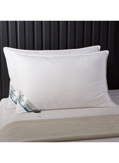 Donetella Pillow 2 Piece 1000 Gm Bed Pillow 50x75 cm Hotel Style Double Edge Stitched, Microfiber, Mid Loft White  - Image 2