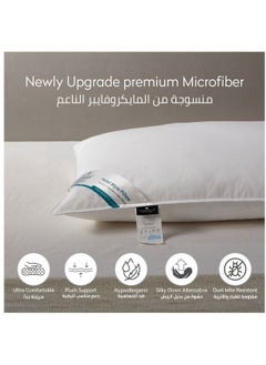Donetella Pillow 2 Piece 1000 Gm Bed Pillow 50x75 cm Hotel Style Double Edge Stitched, Microfiber, Mid Loft White  - Image 4