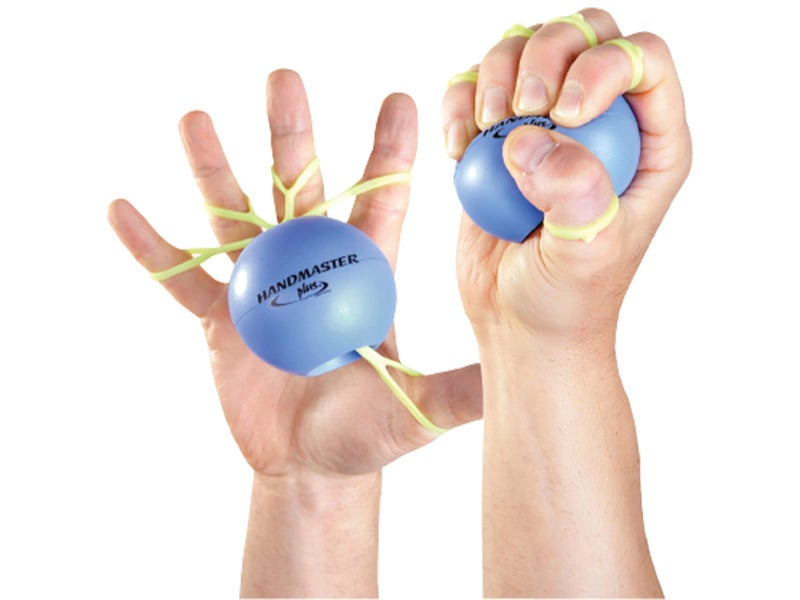 Handmaster Plus Physical Therapy Hand Exerciser Forearm Exerciser with Stress Relief Ball Hand Therapy Balls for Exercise Training Finger Exerciser Strengthener Soft Tension Purple