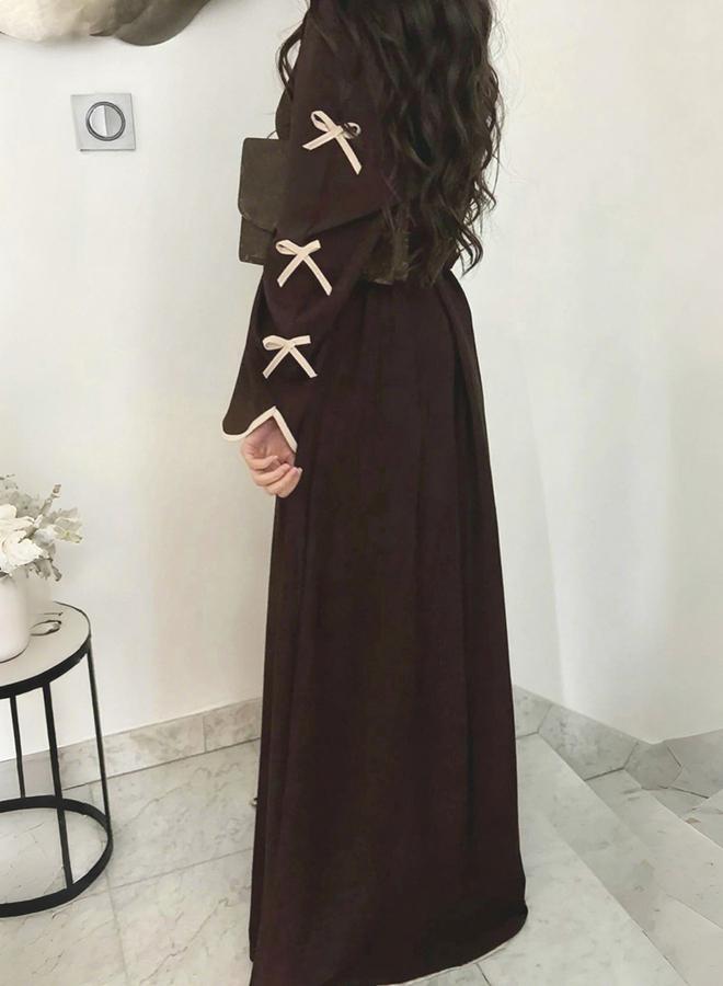 تايك تو عباية مفتوحة بتفاصيل فيونكة مع حزام خصر - Image 4