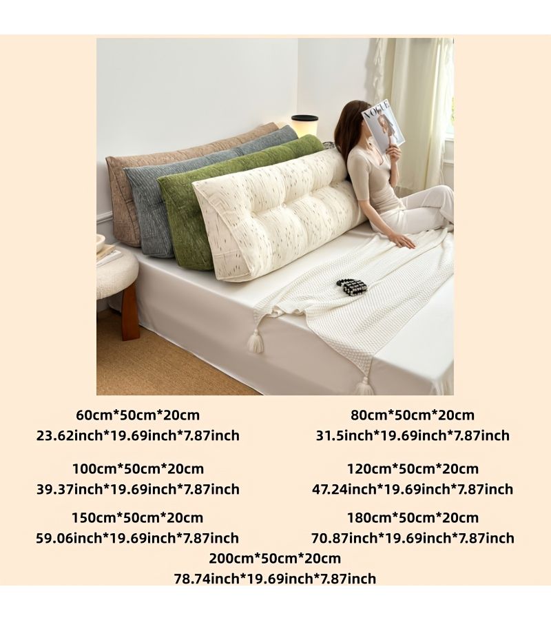 Meteor Triangle Khaki Color Ergonomic Triangular Large Cushion With Shooting Star Pattern Design, Reading Support Cushion With Side Pocket For Storage And Removable Washable Cover, Office Home Long Sitting Essential, 47.24 Inch By 19.69 Inch By 7.87 Inch - Image 3