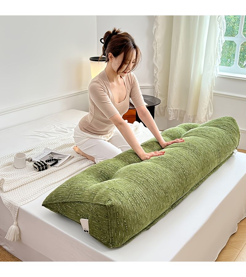 Meteor Triangle Khaki Color Ergonomic Triangular Large Cushion With Shooting Star Pattern Design, Reading Support Cushion With Side Pocket For Storage And Removable Washable Cover, Office Home Long Sitting Essential, 47.24 Inch By 19.69 Inch By 7.87 Inch - Image 4