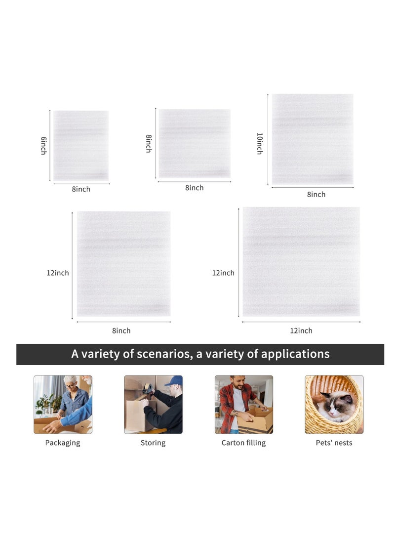 Generic 100 Pack Foam Packing Pouches, 5 Sizes Cushion Foam Wrap Sheets, Packaging Material for Dishes, Plates, Glass, Cups, Mugs, Moving Supplies for Packing Storage and Shipping.  - Image 2