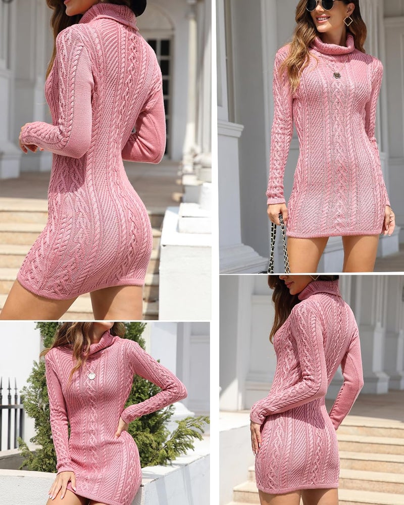 v28 Women Polo Neck Turtleneck Knit Stretchable Elasticity Long Slim Sweater (S,Morandi Pink) - Image 5