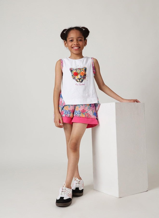 One Friday Girls Multi Color Color Regular Fit Printed Shorts - Image 5