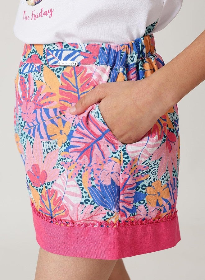 One Friday Girls Multi Color Color Regular Fit Printed Shorts - Image 3