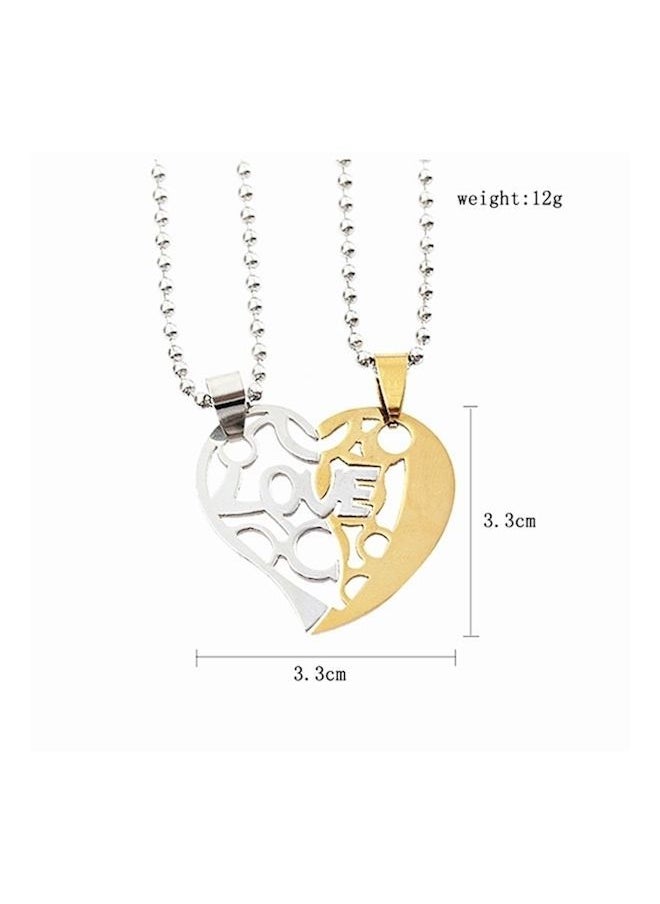 NIBEMINENT 2-Piece Steel Couple Hear Pendant Necklace Set  - Image 5