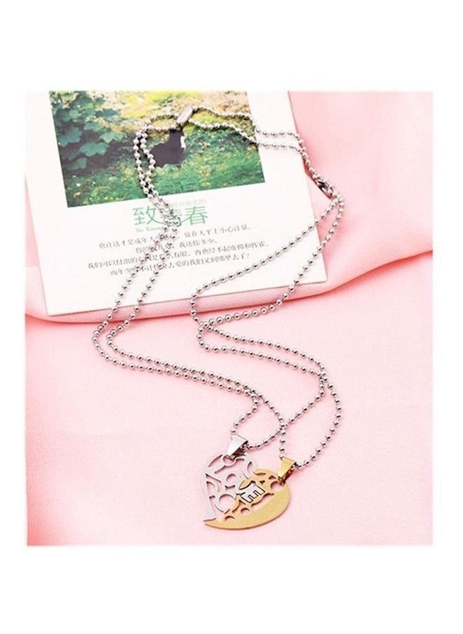 NIBEMINENT 2-Piece Steel Couple Hear Pendant Necklace Set  - Image 4