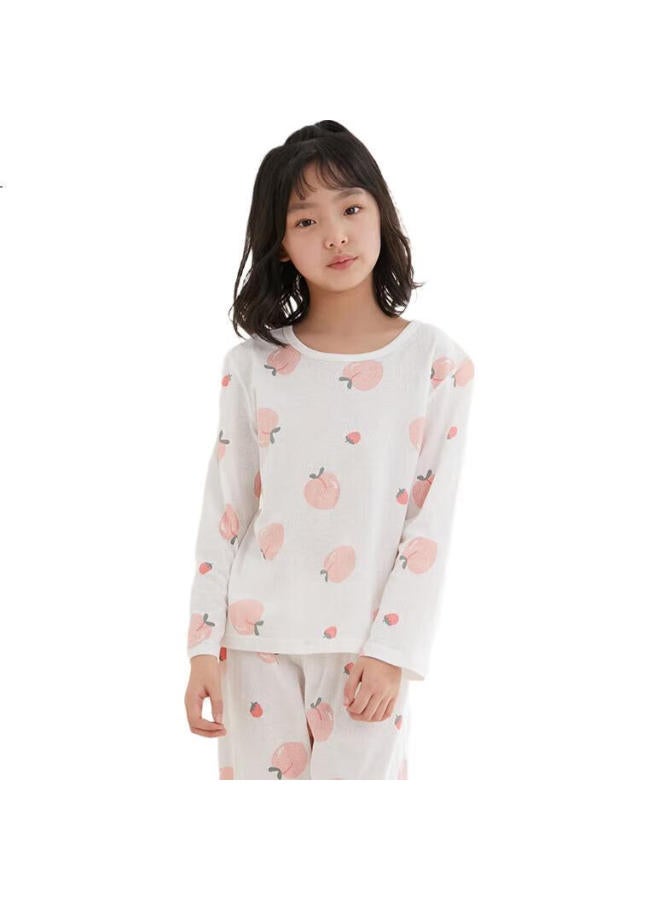 Red Bean Hongdou Children'S Pajamas, Boys And Girls Home Wear, Pure Cotton Long-Sleeve And Long Pants Set, Spring And Summer Pullover Air Conditioning Suit J3106 150 - Image 1
