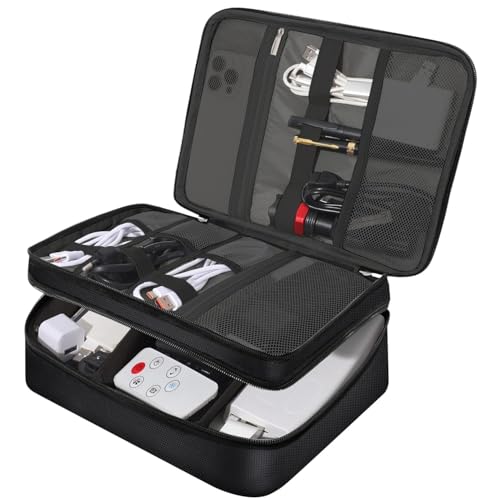 Aliens 2.0V Double Layer Gadget Travel Tech Organizer Case Bag Pouch/Electronic/Toiletry Organiser/Cosmetic Kit for Ipad,Charger,Hard Disk,Cables,PC&Laptop Accessories,Black(AL-GDO-03-BLK) - Image 2