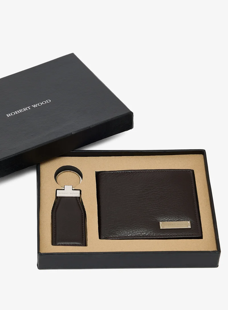 Robert Wood  Genuine Leather Wallet and key ring gift set for Men | Best Price UAE