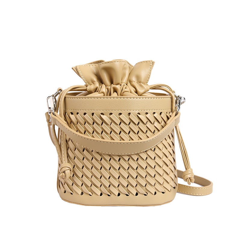 High-Grade Bag For Women Textured Woven Hand Bucket Bag Elegant All-Match Shoulder Messenger Bag - Image 1