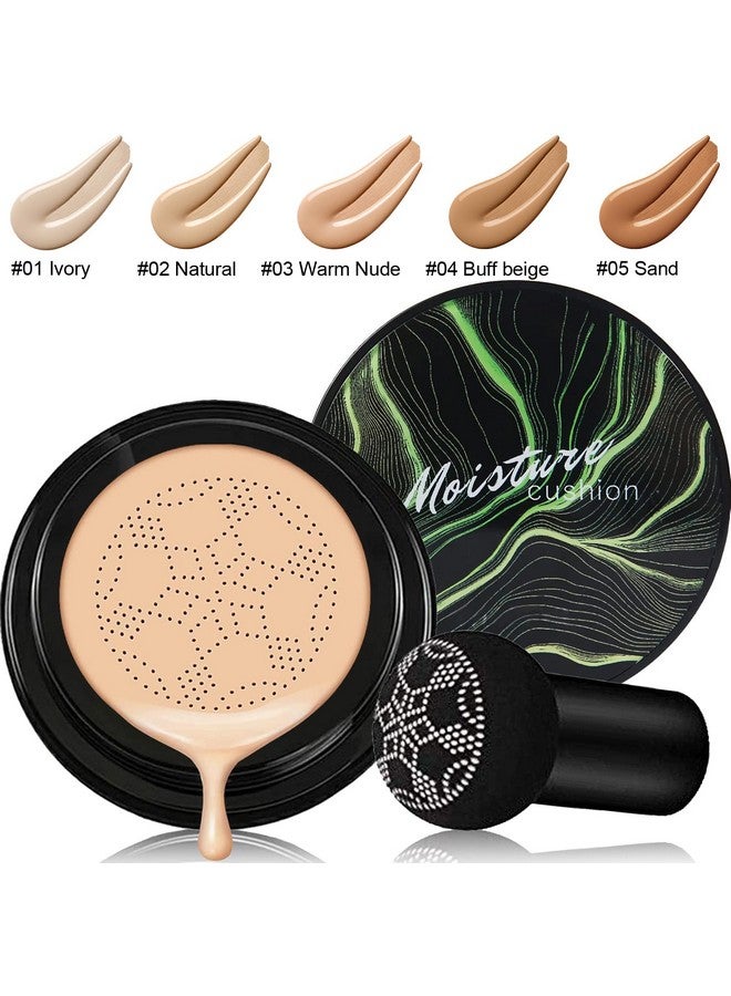 Hilareco Mushroom Head Air Cushion CC Cream Nature Foundation,Moisturizing BB Cream Makeup Long Lasting Matte Concealer, Bright Makeup Base Long Lasting with Mushroom Makeup Sponge(#02 Natural) - Image 4