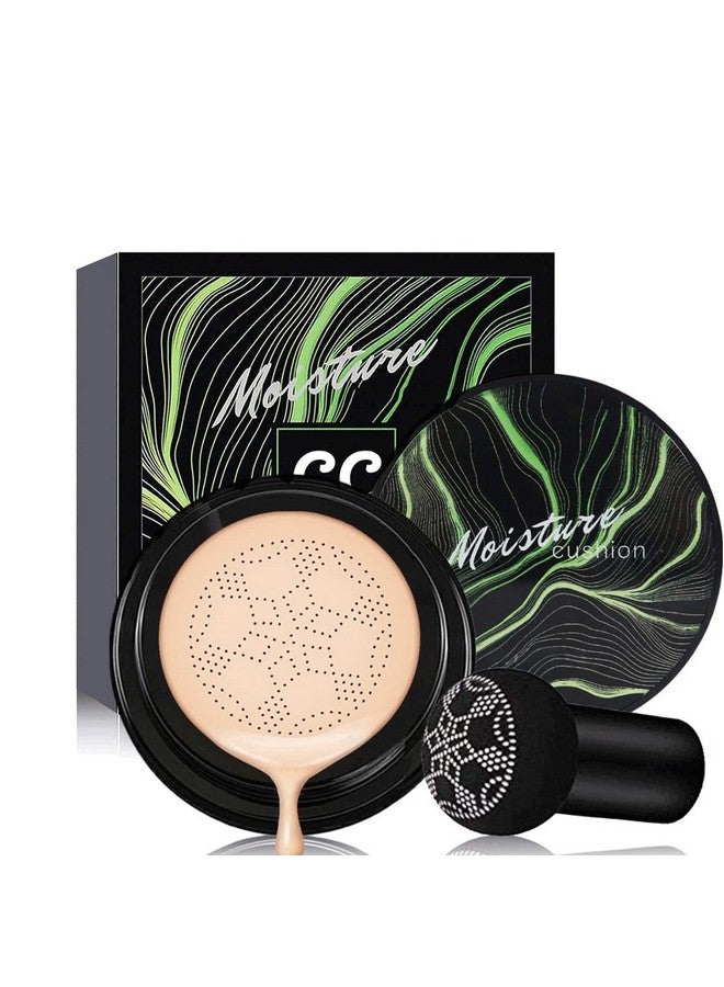 Hilareco Mushroom Head Air Cushion CC Cream Nature Foundation,Moisturizing BB Cream Makeup Long Lasting Matte Concealer, Bright Makeup Base Long Lasting with Mushroom Makeup Sponge(#02 Natural) - Image 1