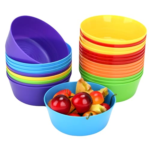 LYHLYA 24-Pack Plastic Bowls 10 oz, Microwave & Dishwasher Safe, 6 Vibrant Colors (4 Each), Lightweight Stackable Bowls for Cereal, Salad, Soup, Snacks, Party, Camping (Multicolor) - Image 1