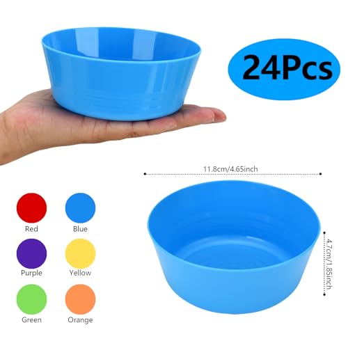LYHLYA 24-Pack Plastic Bowls 10 oz, Microwave & Dishwasher Safe, 6 Vibrant Colors (4 Each), Lightweight Stackable Bowls for Cereal, Salad, Soup, Snacks, Party, Camping (Multicolor) - Image 2