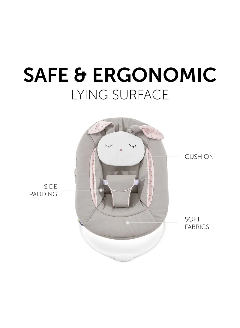 hauck Alpha Bouncer 661826 Baby Rocker High Chair Attachment 2 In 1 Can Be Used From Birth With Cushion Compatible With Alpha+ And Beta+ Powder Bunny - Beige