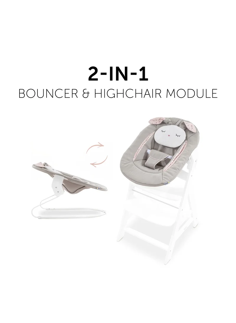hauck Alpha Bouncer 661826 Baby Rocker High Chair Attachment 2 In 1 Can Be Used From Birth With Cushion Compatible With Alpha+ And Beta+ Powder Bunny - Beige