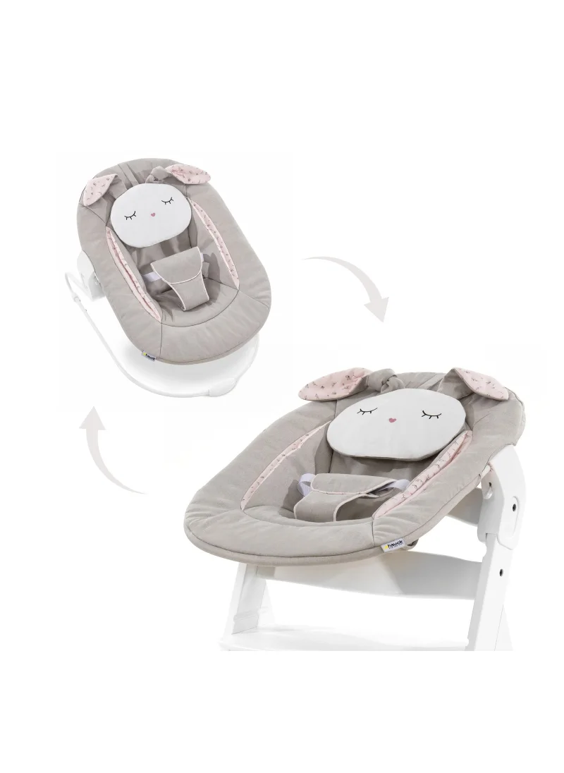 hauck Alpha Bouncer 661826 Baby Rocker High Chair Attachment 2 In 1 Can Be Used From Birth With Cushion Compatible With Alpha+ And Beta+ Powder Bunny - Beige
