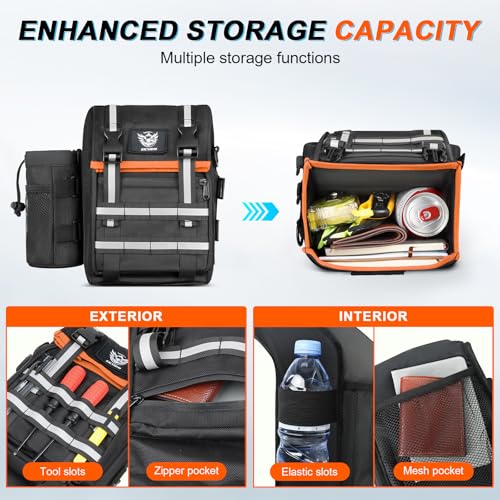 SKYJDM ATV Fender Bag Waterproof, Detachable ATV Rear Storage Bags with Drink Holder & Cooler Compatible with Sportsman Polaris Scrambler Grizzly Kingquad Cfmoto FourTrax, Black & Orange - Image 4