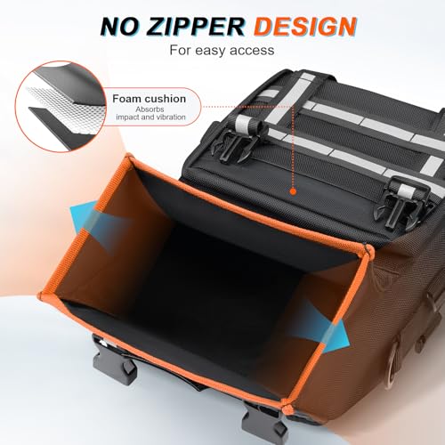 SKYJDM ATV Fender Bag Waterproof, Detachable ATV Rear Storage Bags with Drink Holder & Cooler Compatible with Sportsman Polaris Scrambler Grizzly Kingquad Cfmoto FourTrax, Black & Orange - Image 2
